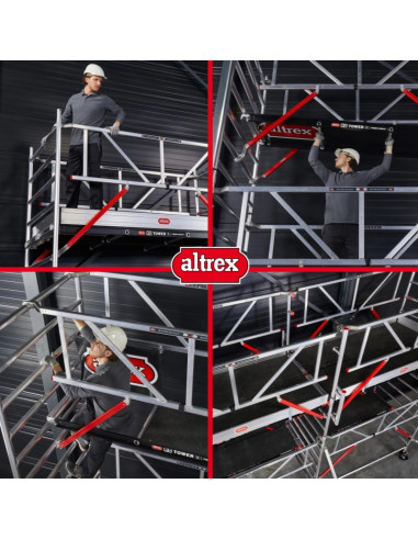 Échafaudage Roulant Large - RS TOWER 52-S - 1.35x1.85m - Hauteur Travail 6.20m - ALTREX