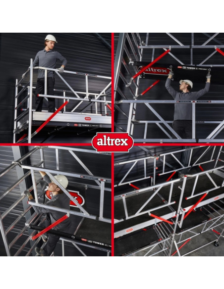 Échafaudage Roulant Large - RS TOWER 52-S - 1.35x1.85m - Hauteur Travail 6.20m - ALTREX