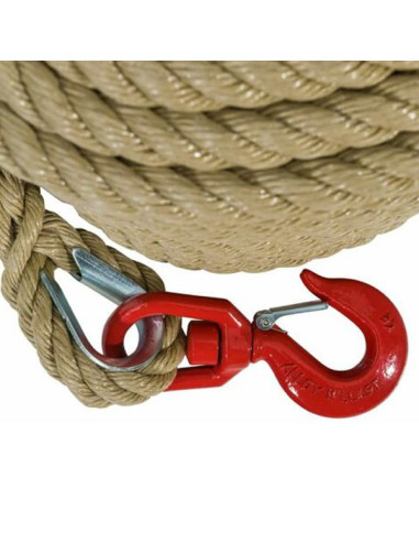 Corde à Poulie Polypropylène Texturé 22 mm – 50 m avec Crochet à Émerillon