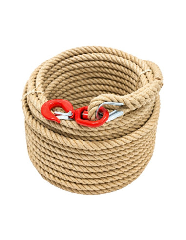 Corde à Poulie Polypropylène Texturé 22 mm – 50 m avec Crochet à Émerillon
