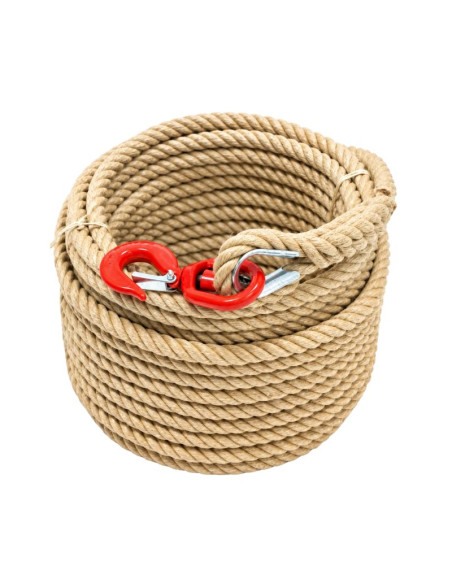 Corde à Poulie Polypropylène Texturé 22 mm – 50 m avec Crochet à Émerillon